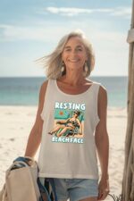 Resting Beach Face Tank Top - Funny Summer Beach Tank Top - Casual Beach Vacation Tank - Summer Joke Tank