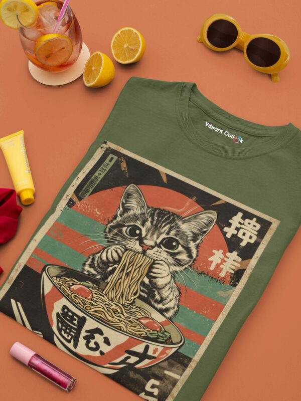 Ramen Cat T-Shirt Japanese Art Shirt Cat Lover Ramen Lover Shirt Japanese Aesthetic Kawaii Shirt Vintage Japanese Graphic Tee Noodle Cat