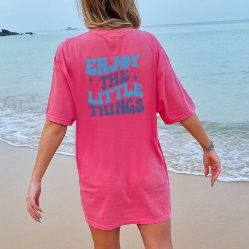 Summer Beach Vsco Positive Inspirational Oversized Summer Vacation Shirt For Women On Back Comfort Colors Unisex Tee T-Shirt