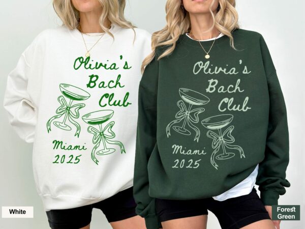 Coquette Bachelorette Party Sweatshirt Social Bach Club Crewneck Custom Cocktail Bow Trendy Cute Girly Matching Bridal Party Bridesmaid Gift