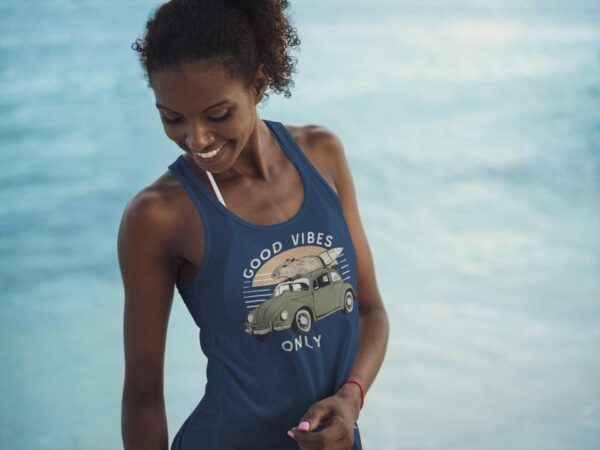 Surfer Capybara Tank Top - Good Vibes Only , Cute Capybara Surfing Beach Tank , Summer Boho Animal Lover Gift