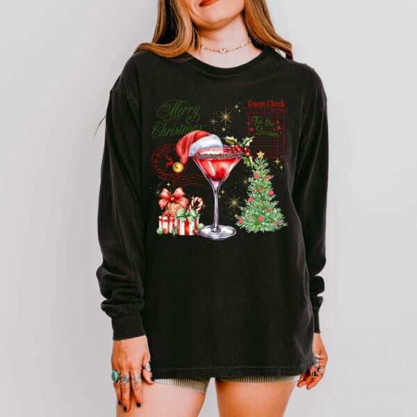 Christmas Martini Long Sleeve, Coquette Retro Xmas Cocktail Shirt, Tis The Season Tee, Merrier With A Martini, Holiday Drink Comfort Colors?