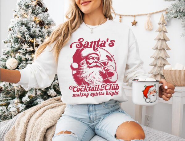 Santa's Cocktail Club Christmas Sweatshirt, Holiday Bachelorette, Holiday Spirits, Christmas Cocktails, Espresso Martini, Dirty Martini